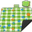 Extra Large Picnic Blanket Waterproof,80"x 80"Foldable Machine Washable Beach Blanket,Outdoor Blanket for 6-8 Adults,Suitable for Indoor Crawling,Park Beach,Camping,Hiking,Family Travel(Green)