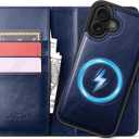DJBull 2-in-1 Detachable Wallet Case for iPhone 16 6.1" RFID Blocking Flip Folio with Card Holder | PU Leather Shockproof Protective Cover Women Men for Apple 16 Phone Case Blue