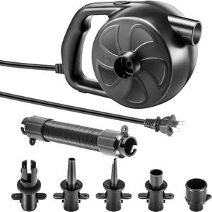 Electric Air Pump, 300W High Power Air Pump Inflator & Deflator Valve with 5 Nozzles, 1.2PSI Pressure Fast Filling Air Pump for Air Mattress, Swimming Rings, Airbeds, Rafts, Inflatable Sofas