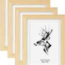 Yaetm 5x7 Oak Picture Frame with Mat for 4x6 Set of 4, Natural Solid Oak Wood Photo Frames 5 x 7 with Tempered Glass, Display on Tabletop or Wall Mounting