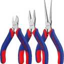 WORKPRO Mini Pliers Set, 3-Piece Small Pliers Tool Kit Includes 4 Diagonal Plier, 5 Long Nose Plier, 6 Needle Nose Plier, for Making Crafts, Repairing Electronic Devices