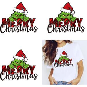 10 x 3Pcs Christmas Iron on Decals Transfer,Winter Christmas Iron on Patches Cartoon Christmas Hat Design Iron on Stickers Xmas Iron on Clothing Patches for Clothing Hat Pillow Backpack DIY Craft Supplies