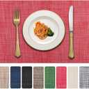 Vinyl Placemats Set of 8, PVC Woven Washable Non-Slip Table Mats, Heat Resistant Wrinkle Free Place Mats for Dining Table, Easy to Clean (8, Red)