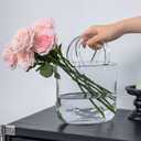 Glass Vase with Elegant Purse Design Clear Bag Glass Vase Glass Purse Vase with Handle and Bubbles Unique Flower Vase for Home/Office/Garden/Wedding/Events Decorations
