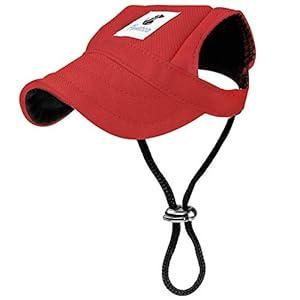 Pawaboo Dog Baseball Cap, Adjustable Dog Outdoor Sport Sun Protection Baseball Hat Cap Visor Sunbonnet Outfit with Ear Holes for Puppy Small Dogs, Small