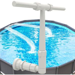 Pool Fountain for Above and In-Ground Pools, Dual Spray Waterfall Sprinkler Fountain, Above Ground Pool Accessories, Adjustable Waterfall Cooling and Relaxation (Gray)
