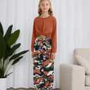 Girls 2 Piece Outfits Long Sleeve Twist Front Shirts and Camo Pants Sets for Fall Winter Sweatsuits Size 5-14Y (7-8 Years)