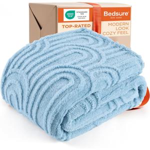 Bedsure Blue Throw Blanket for Couch - Super Soft & Cozy Summer Blankets for Women, Fluffy Fleece Throw for Girls, for Women, Ideal for Room, Home & Bedroom Decor, 50x60 Inches