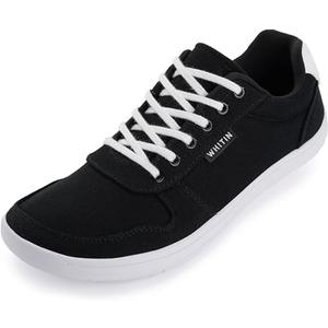 WHITIN Men's Wide Barefoot Shoes | Stylish Canvas Minimalist Sneakers | Zero Drop Sole, Size 44