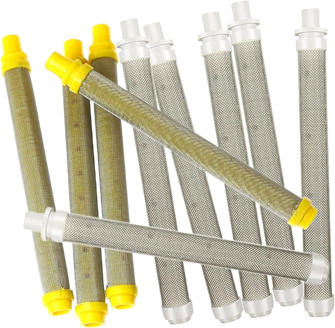 Airless Spray Gun Filter 60 Mesh & 100 Mesh Replacement 10 Pack High Pressure Paint Spray Gun Accessories for Titan/Wagner/Spraytech Push on 581-062 581062 0089959 0089324 0154675 0516732, 0515220