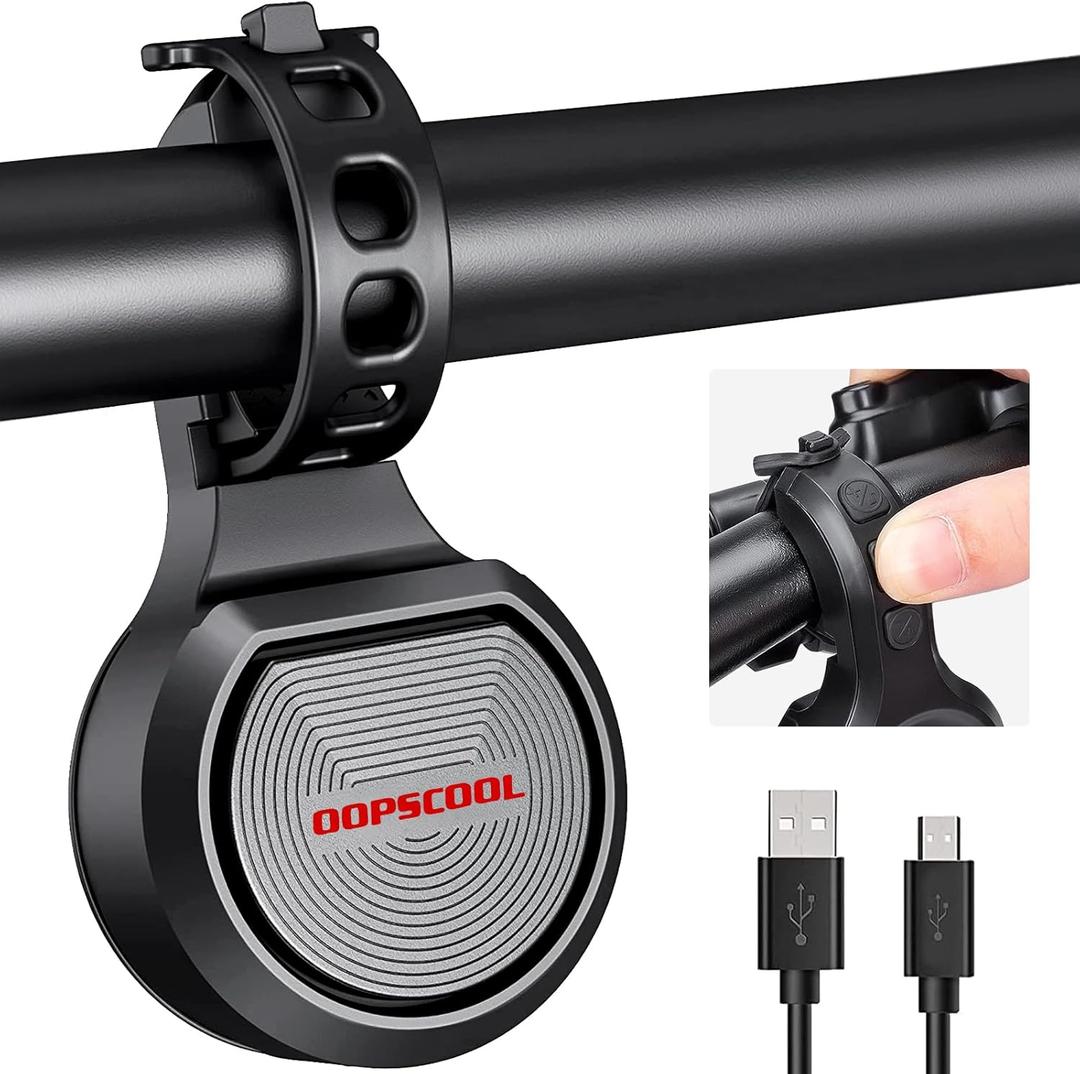 Bike Horn Adjustable 80-130DB, Electric Bicycle Bell USB Rechargeable, Waterproof Bicycle Accessories for Adults Mountain Bike Bells Whistle (us-red-4sounds)