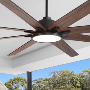 Nuoqiso 84 Inch Black Ceiling Fans with Lights, Reversible Quiet DC Motor, Modern Ceiling Fan with Light and Remote Control, Energy Efficient Indoor/Outdoor Use, Matte Black