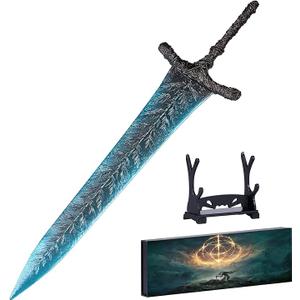 RACEROCKET Elden Ring Dark Moon Greatsword Straight Knight's Sword Model 11.8-Inch Metal Craft Sword with Display Stand Martial Arts Swords Action Figure Collectible Toy Desk Decor Party Supply Gift