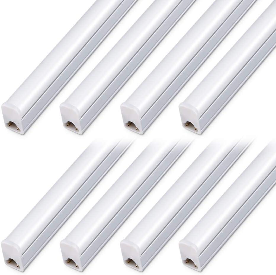 8 Pack LED Shop Light 4ft, 20W 2200lm 6500K (Super Bright White), T5 Integrated Fixture with Linkable Shop Light, Corded Electric with Built-in ON/Off Switch