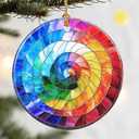 Christmas Ornaments, Dodosky 2.8in Ceramic Hanging Ornament, Xmas Decor, Christmas Tree Ornaments, Xmas Decorations for Tree, Holiday Ornament, Gift Ideas, Gift for Women Men - Rainbow Spiral
