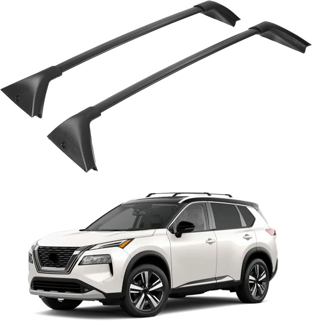 PARTOL Roof Rack Crossbars fits for Nissan Rogue 2021 2022 2023 2024 2025 SV SL Platinum with Side Rail, Rogue Roof Rail Aluminum Luggage Rack Cargo Carrier for Snowboard Canoe Kayak Bike, Black
