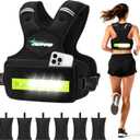 Adjustable Weighted Vest for Women Men, 6-15 Lbs/12-18 Lbs Rucking Vest with LED Light Strips, Weight Vest with 6 Ironsand Weights, and Zipper Pocket for Strength Training, Walking, Running (Black)