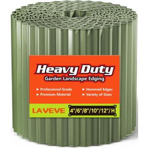 LAVEVE Corrugated Metal Garden Edging 10" x 20Ft, Landscape Edging Border for Lawn, Flower Bed, Garden Fence, Paver Edging (Mint Green)