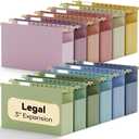 Plastic Hanging File Folders Legal Size,Heavy Duty 3" Expandable Legal Folders for Filing Cabinet,12 Pack Sturdy Extra Capacity Hang Folder with Tabs,Pastel Hanging File Organizer for File Box
