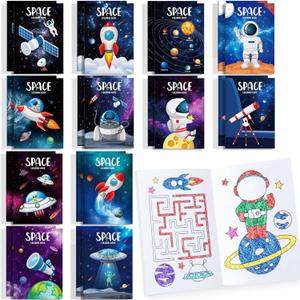 BenLouis 24 Pcs Outer Space Mini Coloring Books Kids Astronaut Party Favors Small Activity Books Bulk for Kids Solar System Galaxy Planet Birthday Goodie Bags Stuffers Return Gifts Classroom Travel
