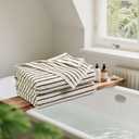 Jacquotha Black and Ivory Striped Bath Towels Set of 2, Lighter & Quick Dry Towels Large 27.5 x 55 inches, Farmhouse for Bathroom, Pool, Shower