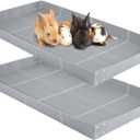 Wenqik 2 Pcs Guinea Pig Cage Liner Corrugated Plastic Cage Liner Base 2 x 4 Panel Size for Small Animals Hedgehogs Rabbits Tray, 55 x 27 Inch (Grey)
