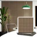 TRAIN2 ART 6 Pcs Wood Slat Acoustic Panels, 3D Fluted Wood Panel Sound Absorbing Panel for Wall and Ceiling, Decorative Sound Proof Panels (Walnut, 4pcs - 23.6 X 23.6 in)