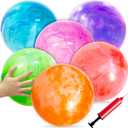 Qiuttnqn 6 PCS Fun Bouncy Balls,12 Inch Marbleized Bouncy Balls,Rubber Inflatable Kick Ball with Pump for Kids and Adults,Park,Beach,Playground,Indoor and Outdoor Games
