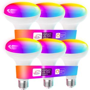 ILC BR30 Led Bulb, Alexa Flood Light Bulbs, Compatible with Alexa Required Echo Device, (Equivalent to 70W) Color Changing, Turntable 2700K-6000K Indoor(6 Packs) (Rgb Color + Tunable White)