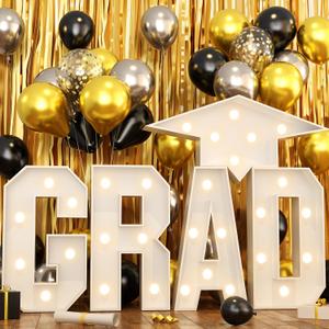 HILAVO Grad Marquee Letters 3FT for 2026 Graduation Decorations, White Large Light Up Letters Graduation Cap Grad Letter with Lights for Class of 2026 Preschool High School College Grad Party