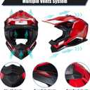 Youth Dirt Bike Helmets,MM605 Kids Full Face Motocross Helmets Set | DOT Approved Kids Motorcycle Helmet with Goggles & Gloves,Ultra-Lightweight,Adjustable Visor & Washable Liner for ATV UTV, Gloss Red, Medium