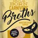Tiki Cat Born Carnivore Broths, Chicken Recipe, Hydration and Flavor Supplement Cat Food Topper, 1.3 oz. Pouch (12 Count), Best By: 06/24/2026