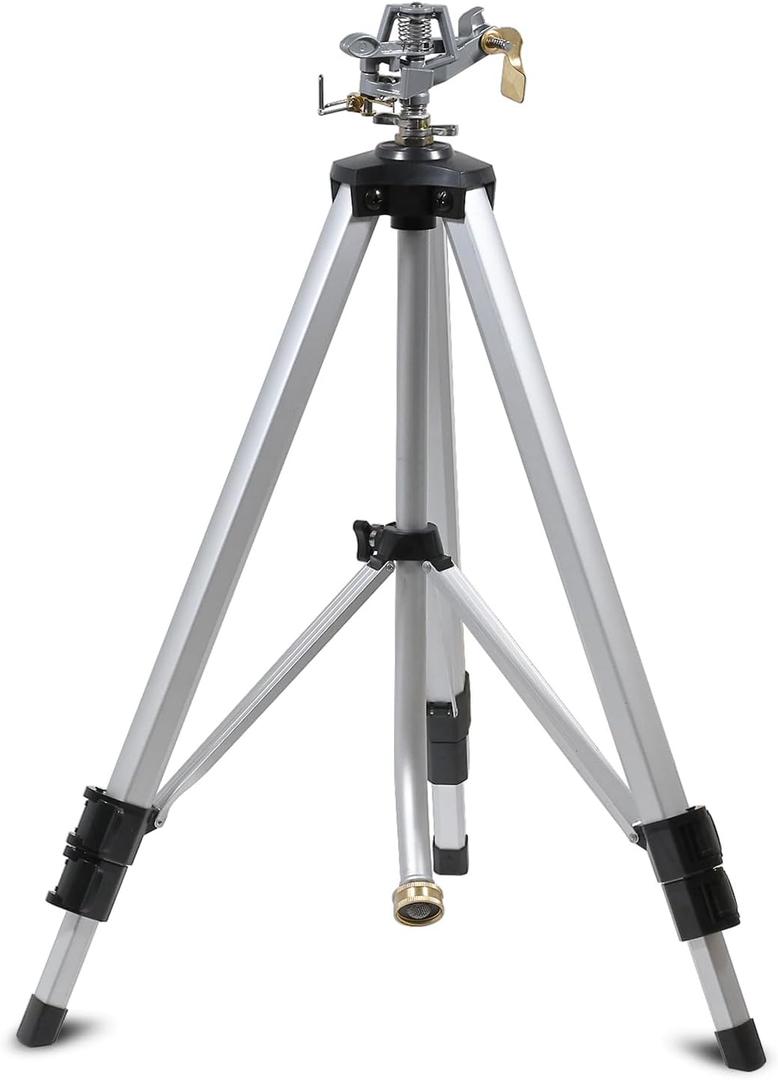 YAMATIC Tripod Impact Sprinkler, Adjustable 2150 in Lawn Sprinkler with Metal Pulsating Head, Up to 90 ft Spray Distance, 360 Coverage for Large Yard, Garden & Landscape Watering