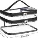 HAOGUAGUA Double Layer Clear Cosmetic Bag Makeup Bag, Waterproof Travel Toiletry Bag, Transparent PVC Pouch Organizer (Black-large)
