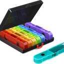 Weekly Pill Organizer 2 Times a Day, Travel Pill Box 7 Day, Portable Daily Pill Case, AM PM Pill Container for Medication, Vitamin, Fish Oils, Supplement (Multicolor)