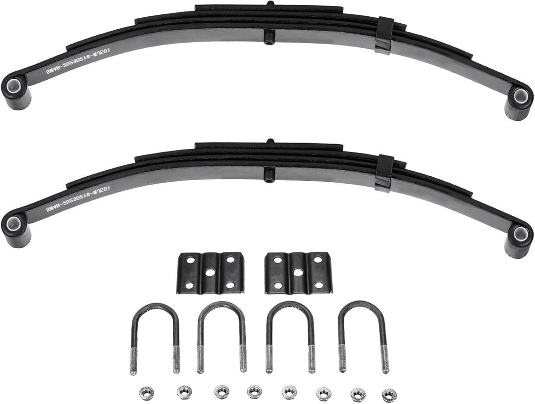 Youxmoto 3500lb Single Trailer Axle Suspension Kit 1750lb Leaf Springs & Ubolt Kit; Pair of Trailer Leaf Spring 4 Leaf Double Eye, 25-1/4" L, 1-3/4" Width, 9/16 Eye I.D