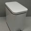 Homie Soft Close, Slim Trash Can 3.2 Gallon with Anti - Bag Slip Liner and Lid, Use as Mini Garbage Basket, Slim Dust Bin, or Decor in Bathroom, Restroom, Kitchen, or Bedroom (Shiny White)