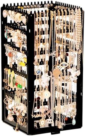 17Dec 360 Rotating Earring Holder Organizer Stand,5 Tiers Acrylic Jewelry Organizers and Storage, Stud Earring Organizers and Storage,212 Holes and 212 Grooves for Earrings Necklaces chain bracelet