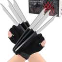 2 PCS Wolf Claws, New Upgrade Wolf Claws with Retractable Function, 3D Cosplay Wolf Claws for Adult with Gloves Fits Most Finger Sizes - Silver
