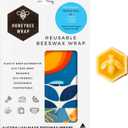 Honeybee Beeswax Wraps - Kitchen Starter Pack with Wax Replenish Block - Certified Organic Cotton Beeswax Wrap - Reusable Beeswax Food Wrap - 3 Pack - Small, Medium & Large