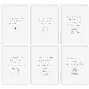 12 PACK Wedding Vendor Thank You Cads, Card for Photographer, Card For DJ, Cake, Hair Stylist, Wedding Party Thank You