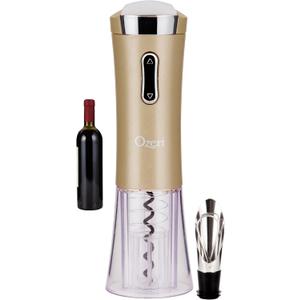 Ozeri Nouveaux II Electric Wine Opener with Foil Cutter, Wine Pourer and Stopper (Gold)