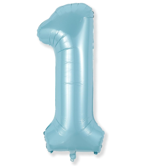 Light Blue 1 Balloon Number for 1st Birthday, 40 Inch Large Number Foil Balloons, Self Inflating for Kids Boys Men Age Birthday Party Anniversary Party Decoration 