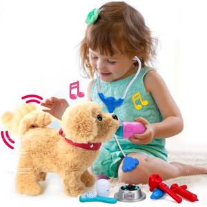 Koonie Walking Toy Dog, Singing, Walking, Barking, Tail Wagging, Kids Girls Plush Electronic Interactive Dog, Realistic Stuffed Puppy Animal Dog, Toys Gifts for 2 3 4 5 Years Girls Boys
