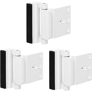 3 Pack Door Reinforcement Locks with 12 Screws, Home Security Door Lock Stop for Toddler, Childproof Door Lock Night Lock Withstand 800 Lbs White