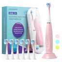 Kids Electric Toothbrushes Sonic Rechargeable Tooth Brush Gifts for Boys and Girls Smart Timer Power Toothbrush - 3 4 5 6 7 8 9 10 11 12 (Pink)