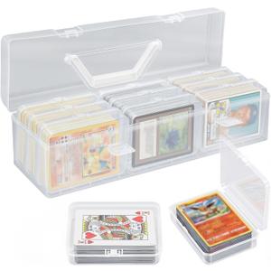 Trading Card Storage Box with 9 Individual Card Cases, Large Capacity Card Game Organizer for Top Loaders, MTG, Pokemon, Board Game & Playing Cards, Clear Plastic Card Storage Case with Insert Boxes