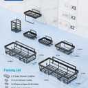 Shower Caddy 7 Pack, Adhesive Bathroom Shower Organizer for Bathroom Storage, No Drilling Large Capacity Rustproof Stainless Steel Shower Shelves Rack for Bath, Black