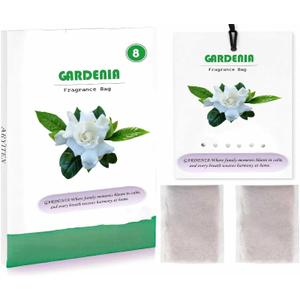 Aryiten 8 Packs Large Gardenia Scented Sachets for Closet Deodorizer Drawers, Hanging Long Lasting Potpourri Bags Home Fragrance Air Freshener