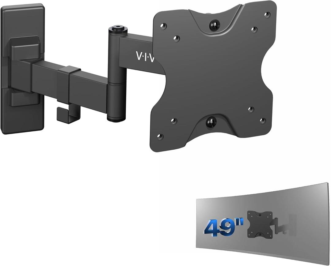 VIVO Full Motion Ultrawide Monitor Wall Mount, Fits Ultra-Wide Screens up to 49 inches and 44 lbs, Tilt and Swivel Arm, Black, MOUNT-VW01M (75x75mm to 100x100mm VESA)